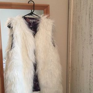 World Market faux fur white vest.